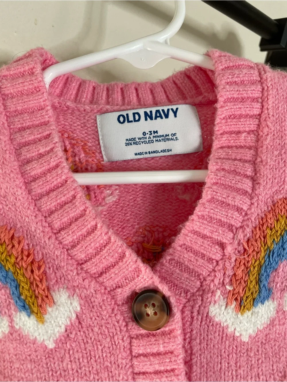 0-3M Old Navy Pink Baby Girl Rainbow Knit Cardigan